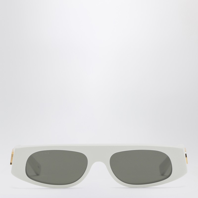 White acetate geometric sunglasses