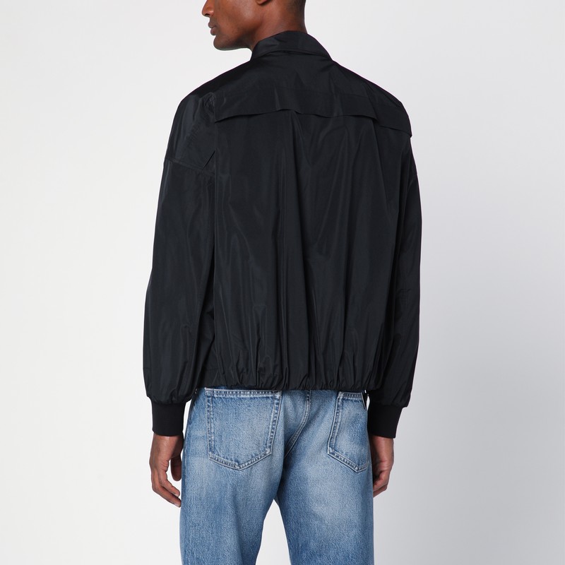 Alexander Mcqueen Black Bomber Jacket With Ghostwash Print In Cotton Denim Man In Black