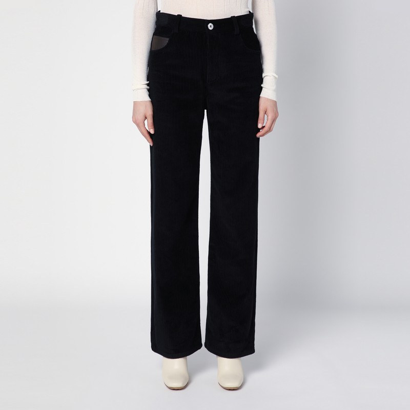 Blue corduroy regular trousers