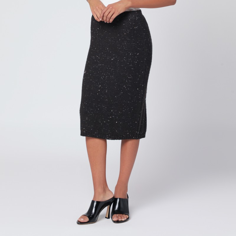 Fondant ribbed English wool skirt