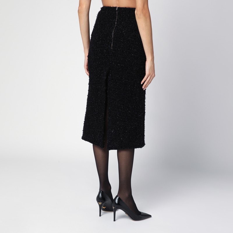 Balenciaga Tweed Midi Skirt In Black