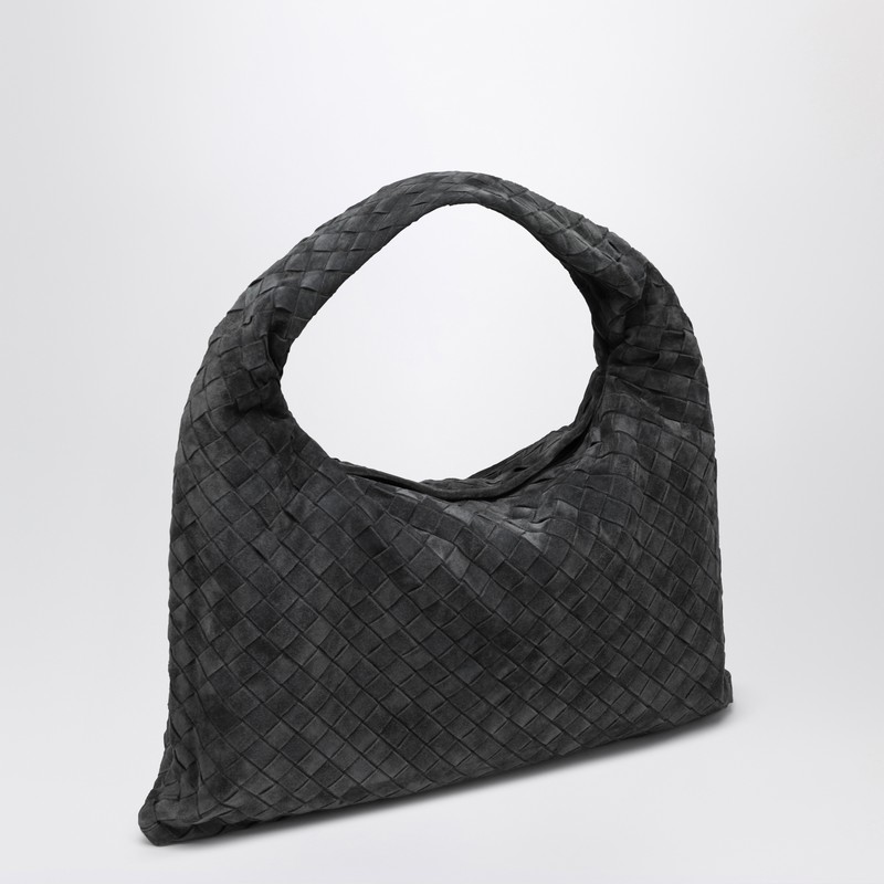 Bottega Veneta Small Hop Shoulder Bag In Graphite Suede In Gray