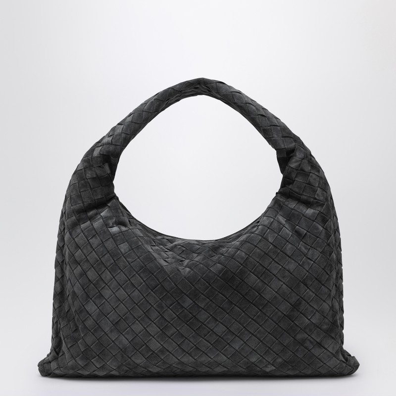 Bottega Veneta Small Hop Shoulder Bag In Graphite Suede In Gray