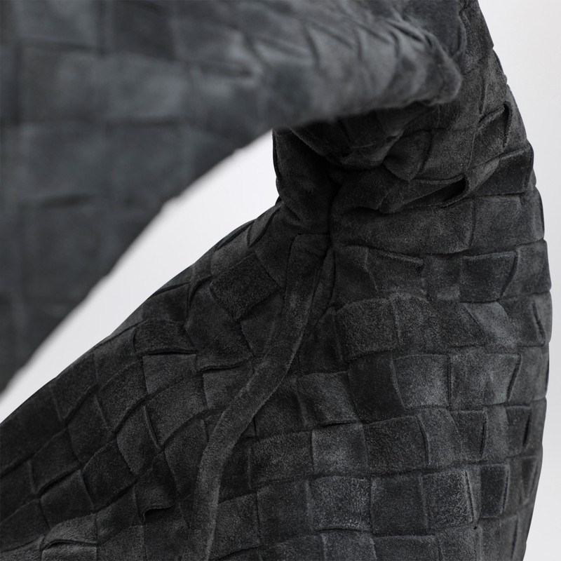 Bottega Veneta Small Hop Shoulder Bag In Graphite Suede In Gray