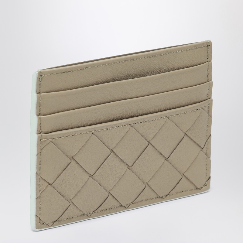 Intrecciato credit card case ecrù/glacier blue
