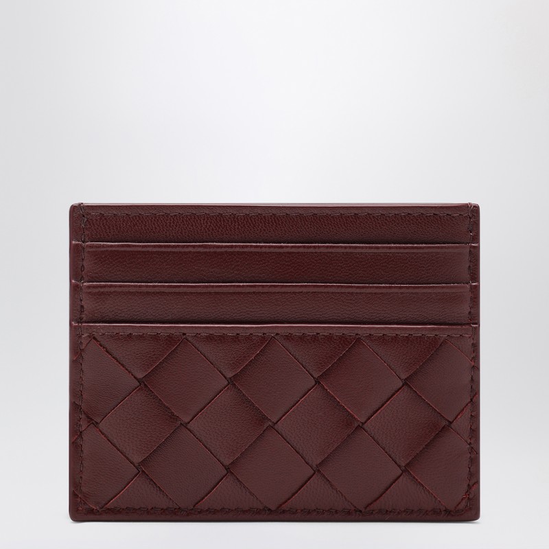 Bottega Veneta Barolo Color Card Holder In Intrecciato In Red