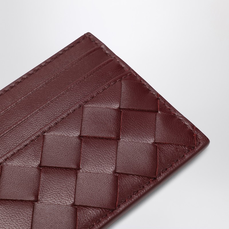 Bottega Veneta Barolo Color Card Holder In Intrecciato In Red