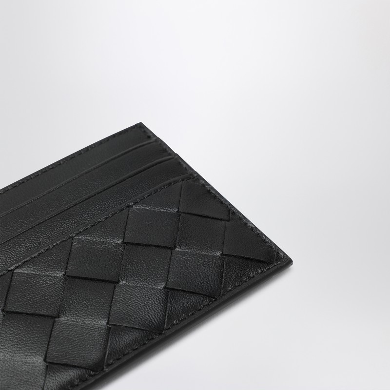 Bottega Veneta Black Card Holder In Intrecciato In Black