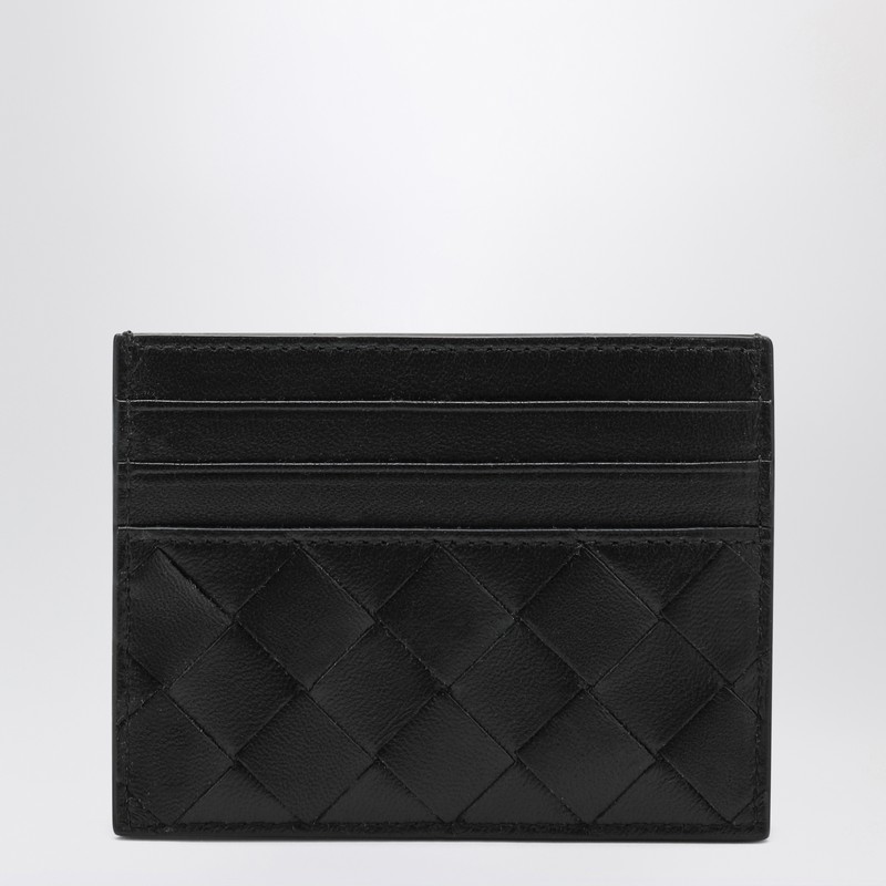 Black card holder in Intrecciato