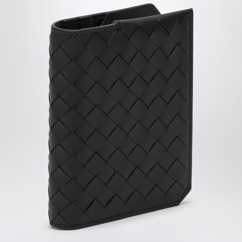 Bottega Veneta Black Intrecciato Vertical Card Holder In Black