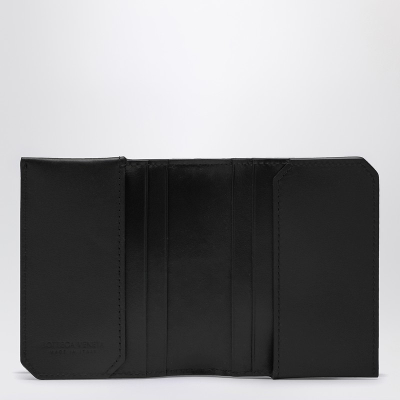 Bottega Veneta Black Intrecciato Vertical Card Holder In Black