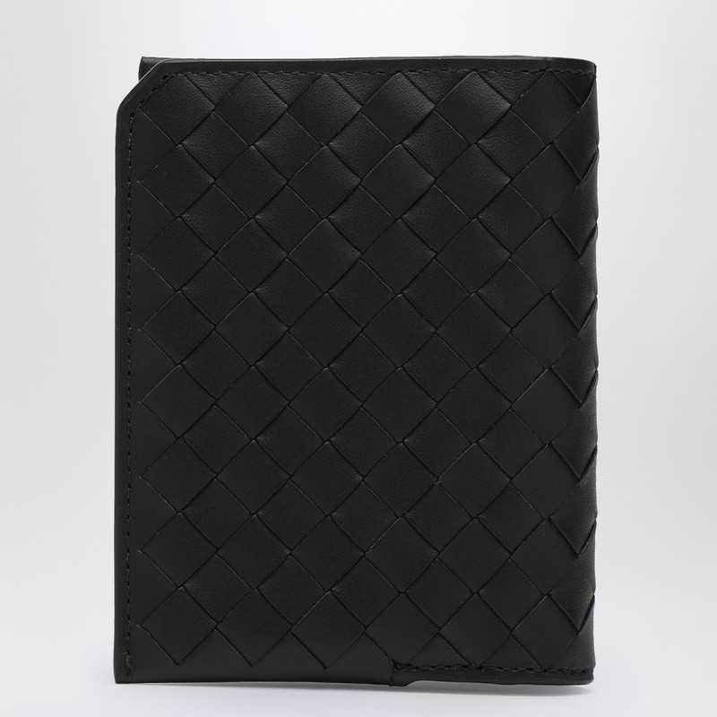 Bottega Veneta Black Intrecciato Vertical Card Holder In Black