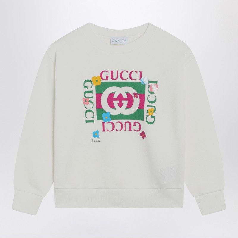White sweatshirt with logo print
