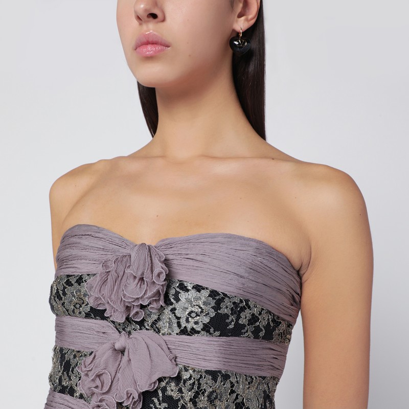 Valentino Mauve Chiffon Silk Top In Gray