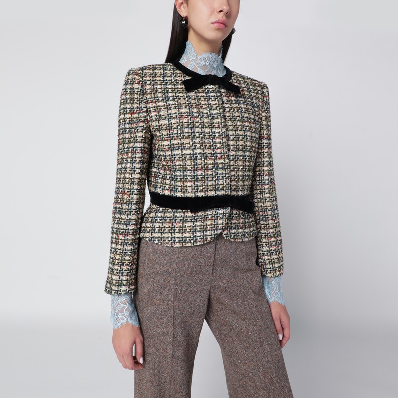 Multicolored patterned wool-blend jacket