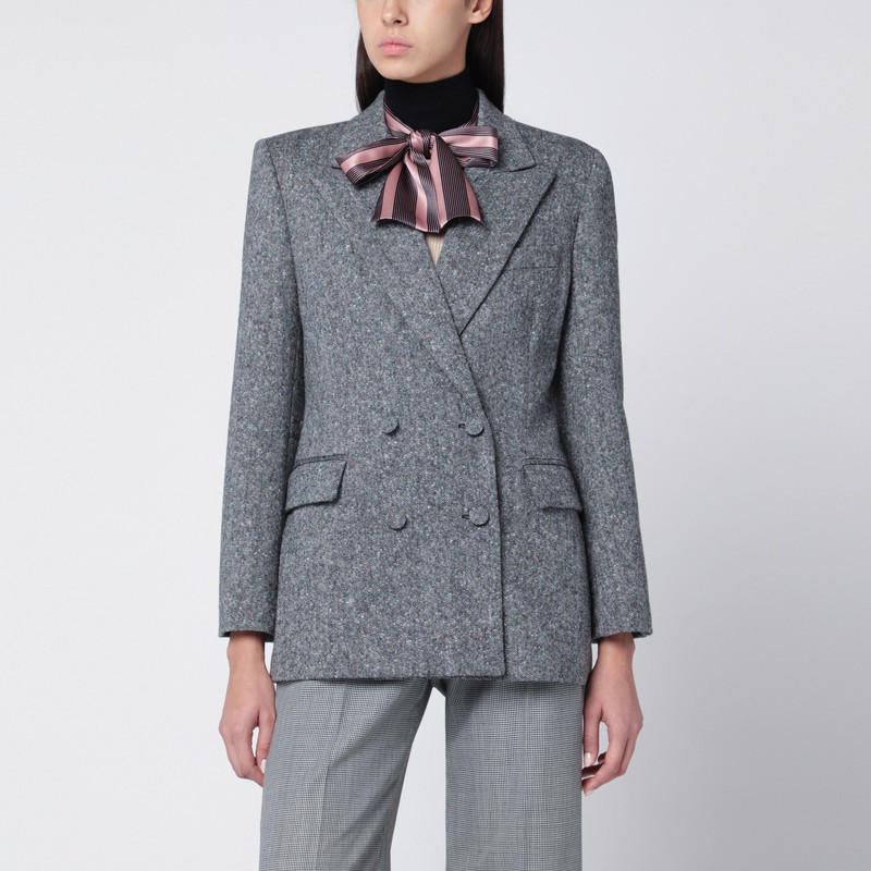 Double-breasted jacket in natté wool bouclé