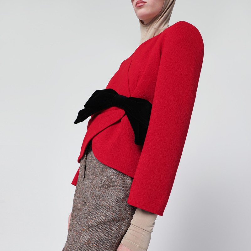 Valentino Red Wool Jacket With Bow In Red
