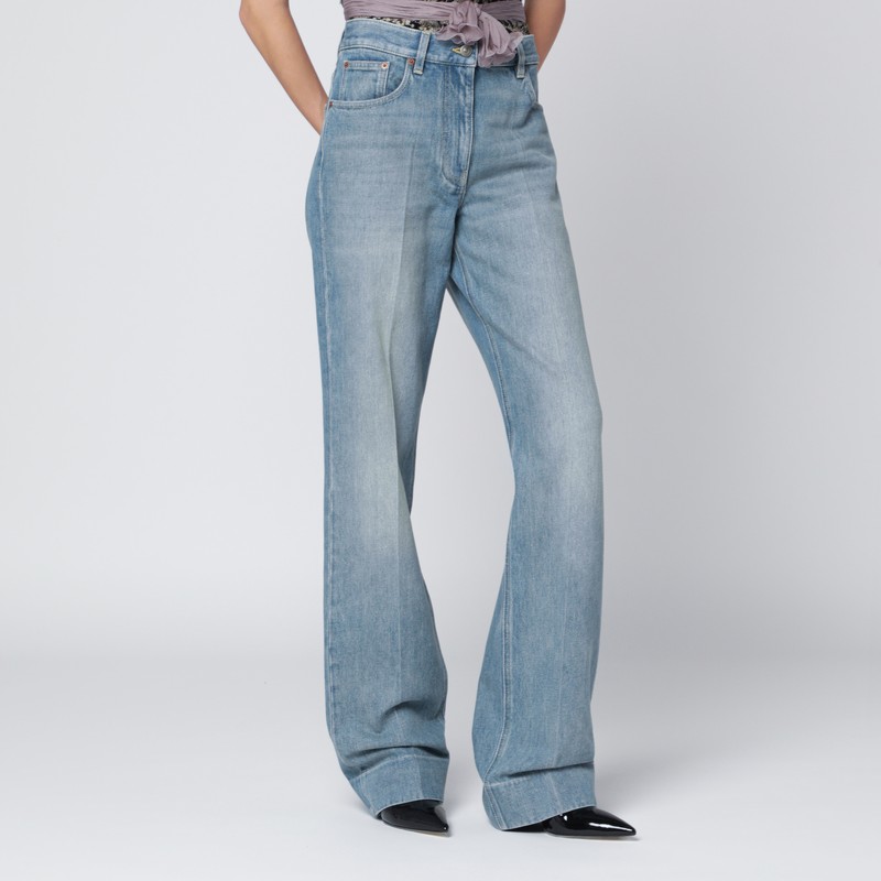 Valentino Light Blue Washed-effect Jeans In Blue