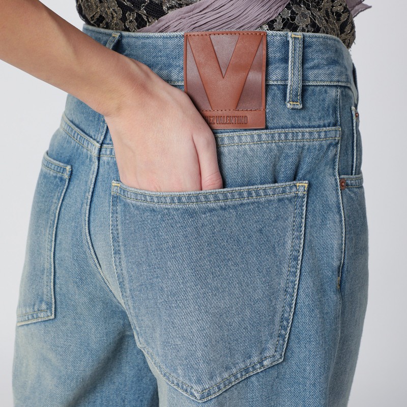 Valentino Light Blue Washed-effect Jeans In Blue