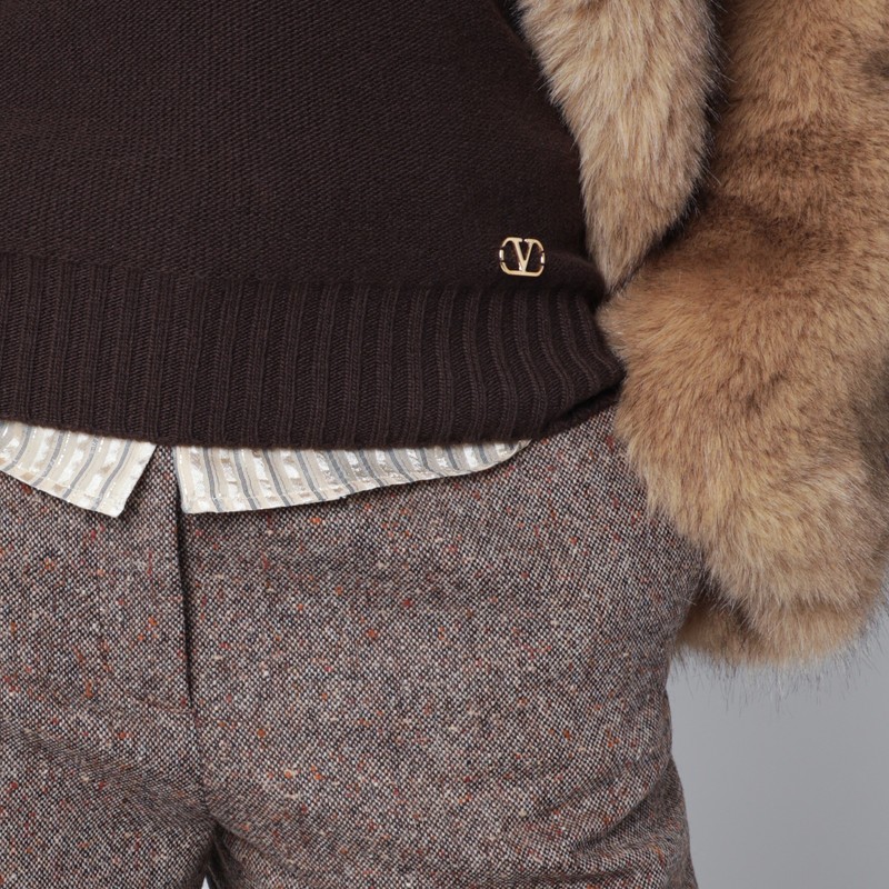 Valentino V-neck Sweater In Wool And Cashmere In Multi