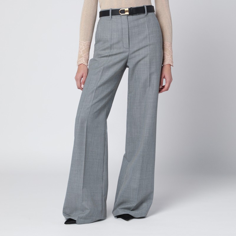 Vichy-check wool-blend trousers