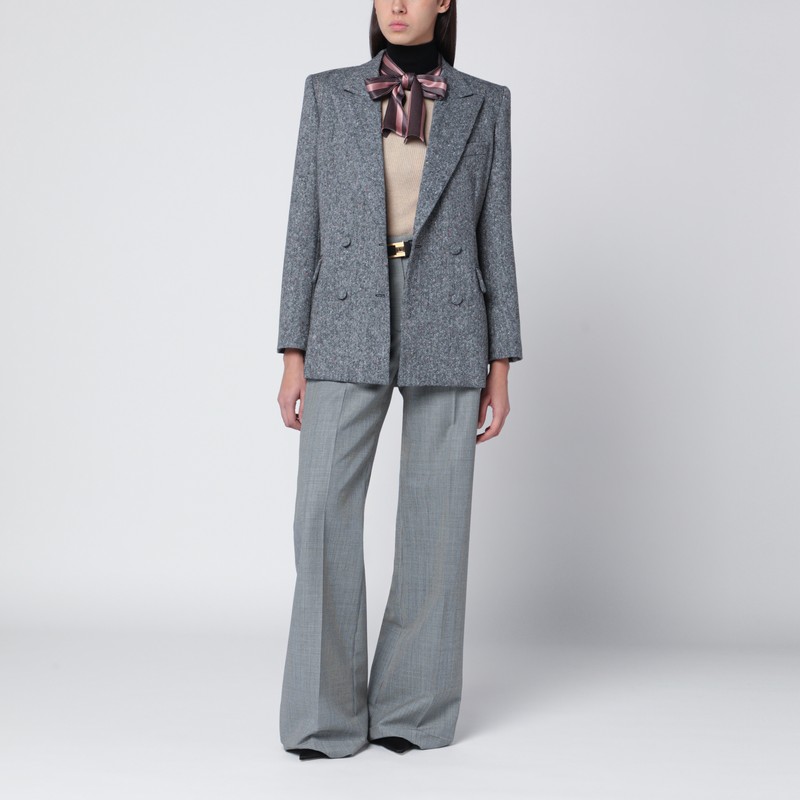 Valentino Vichy-check Wool-blend Trousers In Animal Print