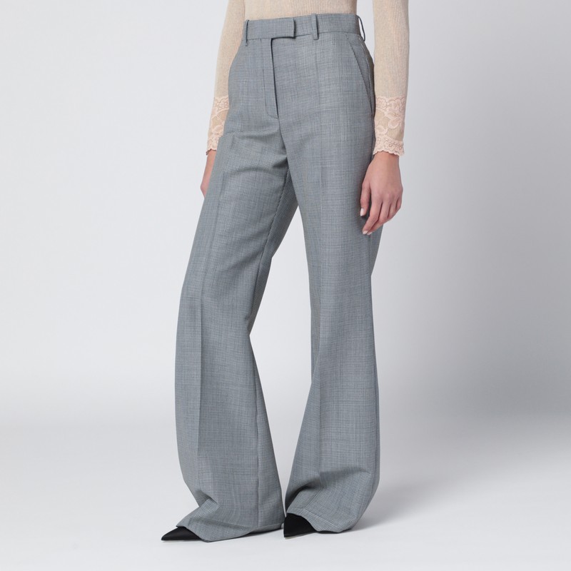 Valentino Vichy-check Wool-blend Trousers In Animal Print