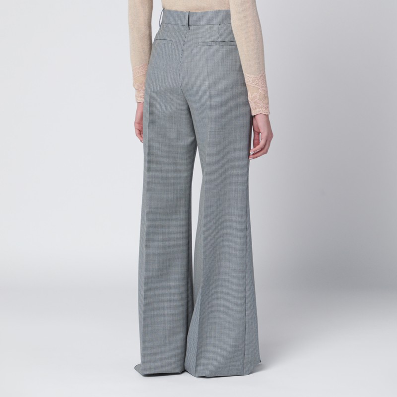 Valentino Vichy-check Wool-blend Trousers In Animal Print