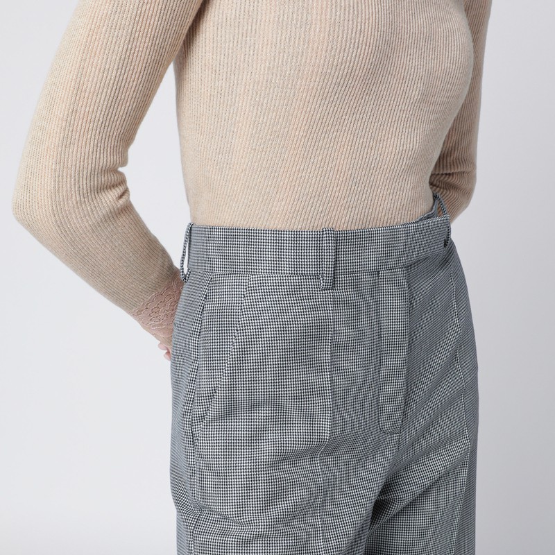 Valentino Vichy-check Wool-blend Trousers In Animal Print