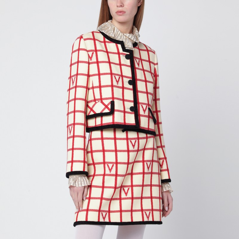 Ivory jacket with Check Vlogo pattern