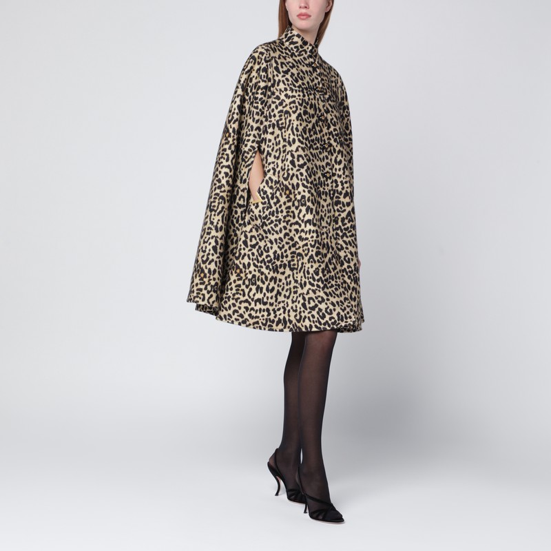 Valentino Animal-print Wool Cape In Multi