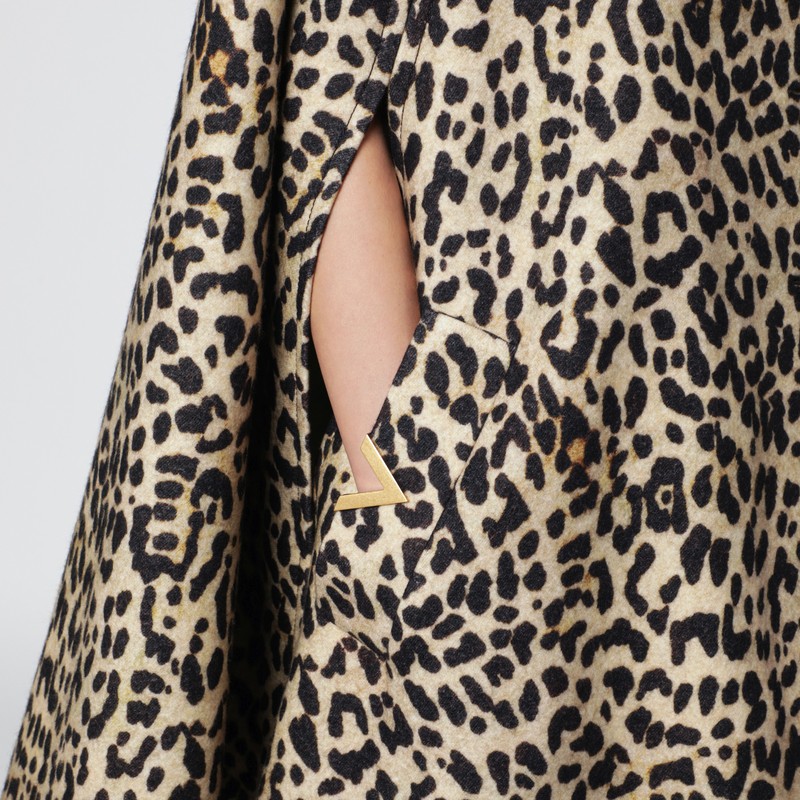 Valentino Animal-print Wool Cape In Multi