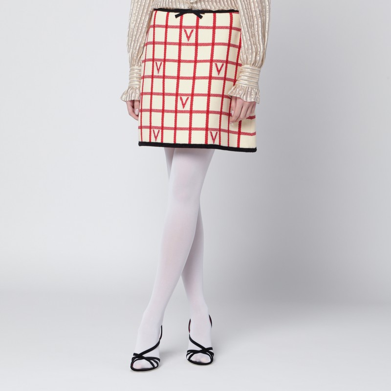 Ivory skirt with Check Vlogo pattern
