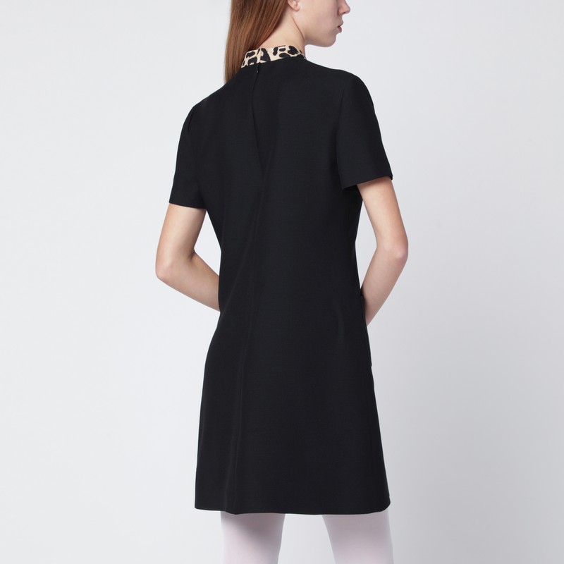 Valentino Black Crepe Couture Dress With Animal-print Bow