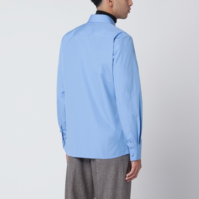 Valentino Light Blue Cotton Shirt In Blue