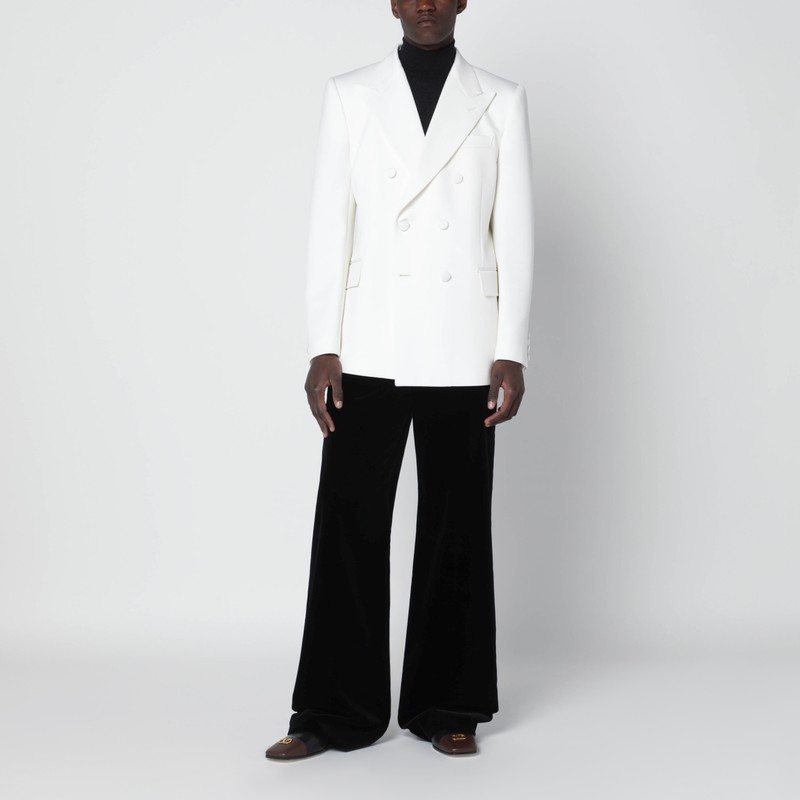 Valentino Garavani Milk-colored Double-breasted Jacket In In White