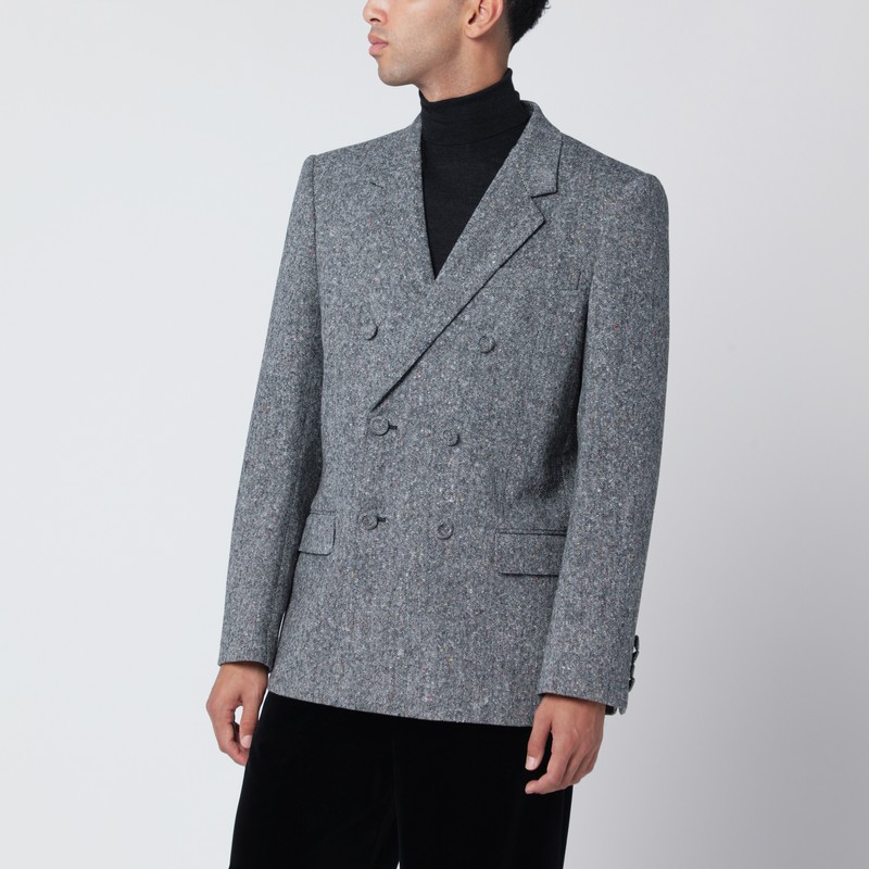 Double-breasted jacket in natté wool bouclé