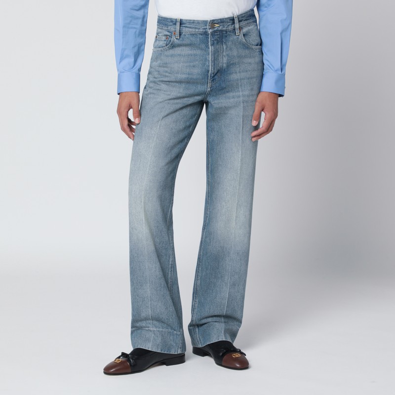 Medium blue washed-effect jeans
