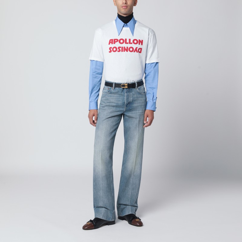 Valentino Medium Blue Washed-effect Jeans In Blue