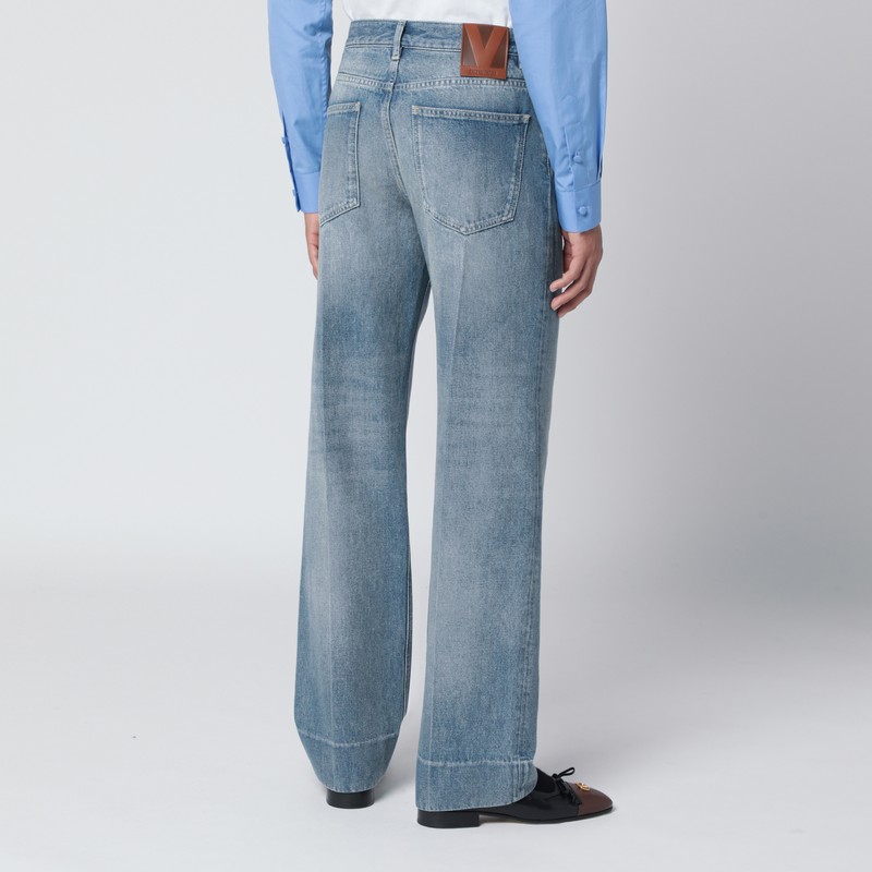 Valentino Medium Blue Washed-effect Jeans In Blue