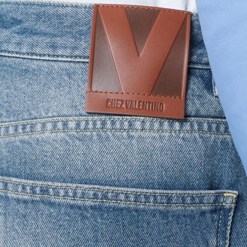 Valentino Medium Blue Washed-effect Jeans In Blue