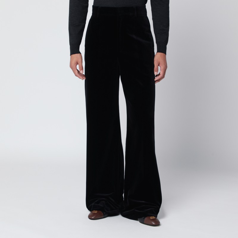 Black cotton velvet trousers
