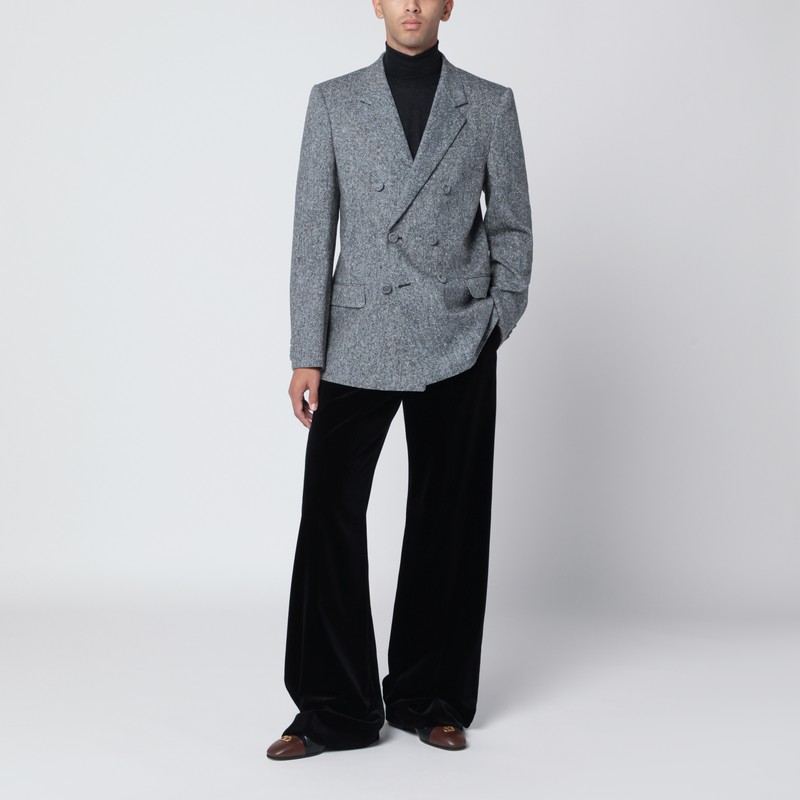 Valentino Black Cotton Velvet Trousers In Black