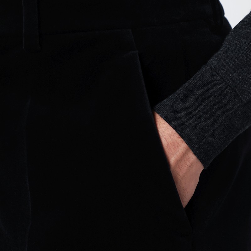 Valentino Black Cotton Velvet Trousers In Black