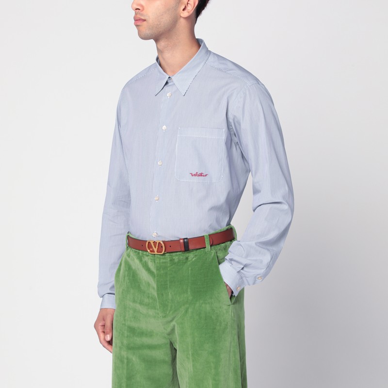 Valentino Garavani Striped Shirt Shirt And Blouse Light Blue In Blue