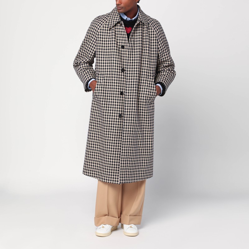 Valentino Coat With Vichy Pattern In Cotton And Wool In Multi