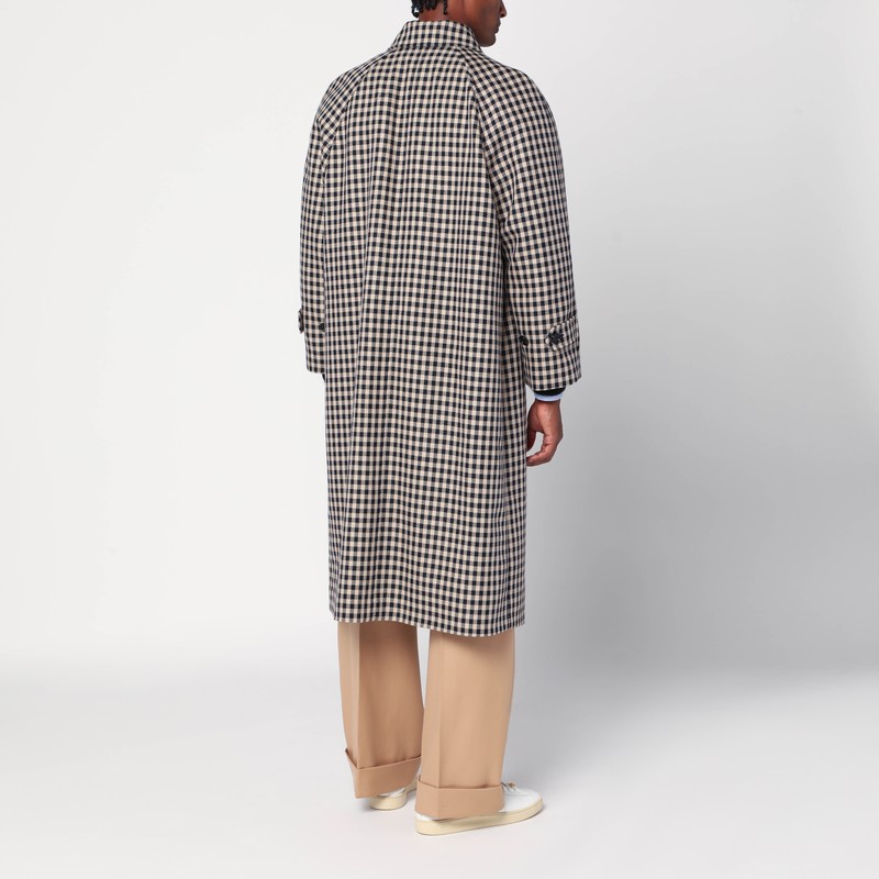 Valentino Coat With Vichy Pattern In Cotton And Wool In Multi