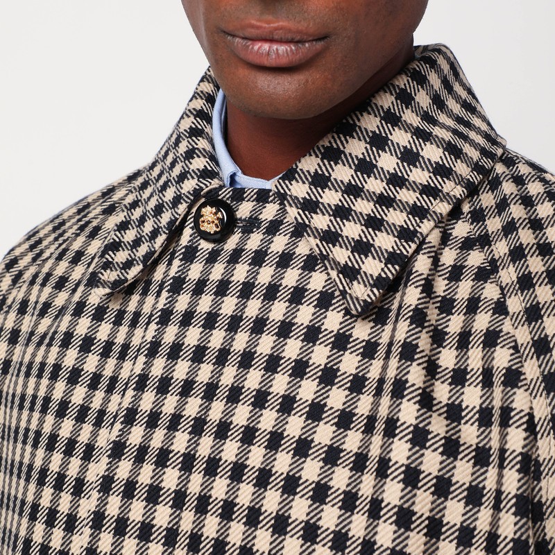 Valentino Coat With Vichy Pattern In Cotton And Wool In Multi