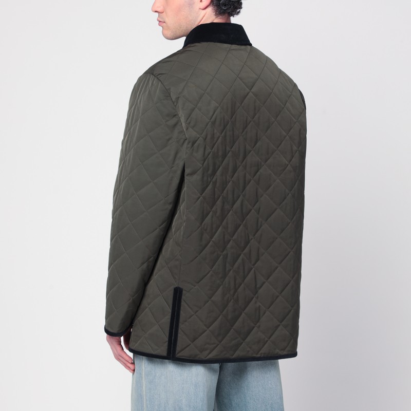 Valentino Garavani Olive Quilted Jacket With Vlogo Patch