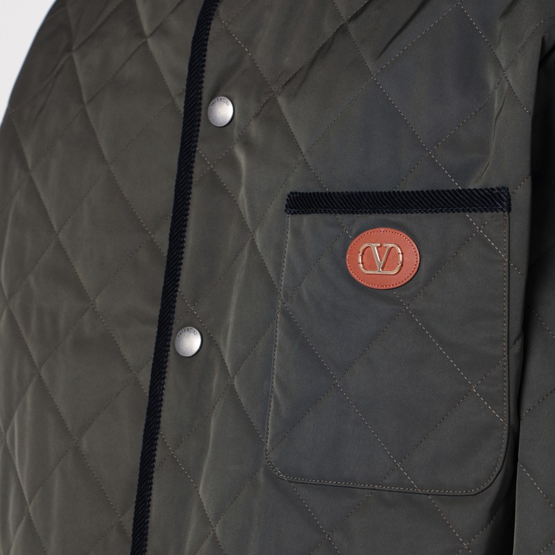Valentino Garavani Olive Quilted Jacket With Vlogo Patch